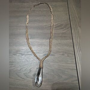 Gold Necklace with Crystal Pendant